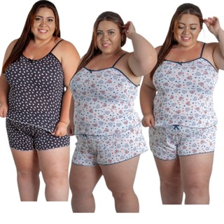 Kit 02 Pijama Feminino Short Doll Baby Doll EXGG Plus Size Adulto em Oferta na Shopee
