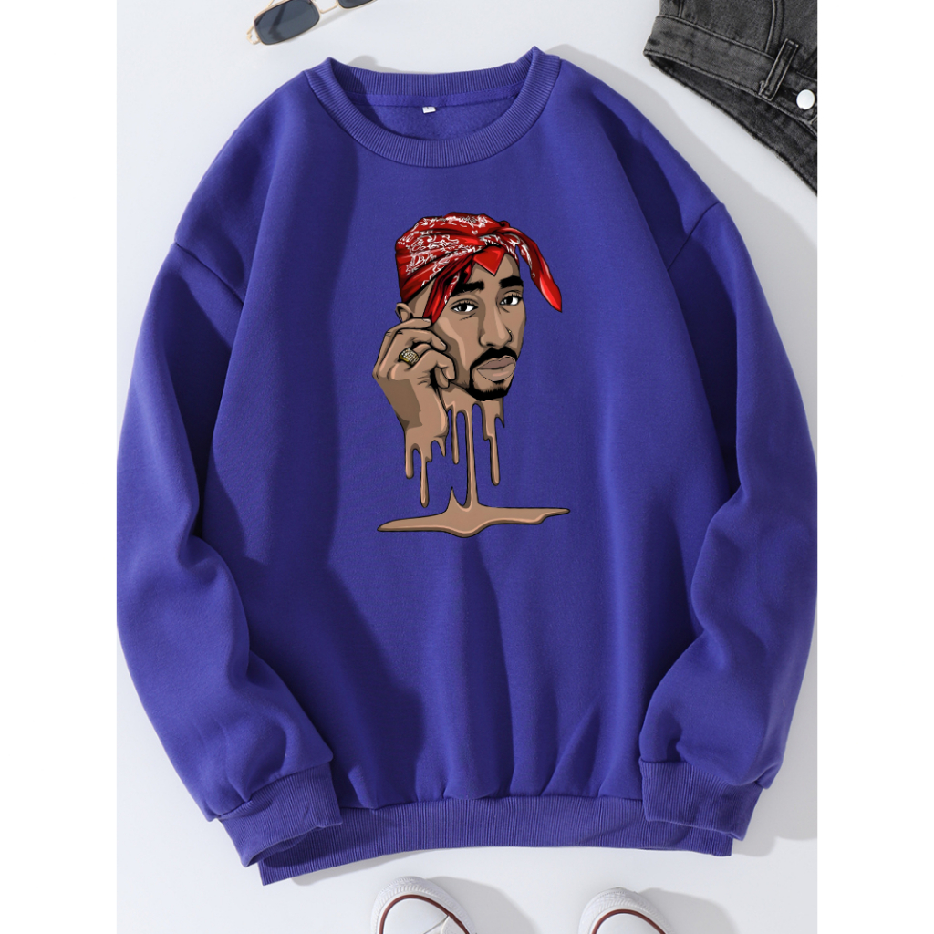 Moletom Careca Blusa Tupac 2Pac P ao XG Rapper Coloridos Animado Art Moletom Careca Desenho Casaco de Frio
