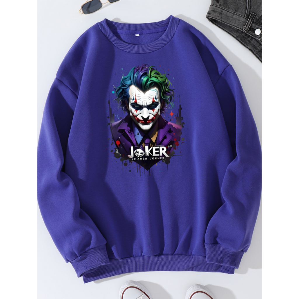 Moletom Careca Blusa Coringa Joker P ao XG Batman Coringa Coloridos Animado Art Moletom Careca Desenho Casaco de Frio