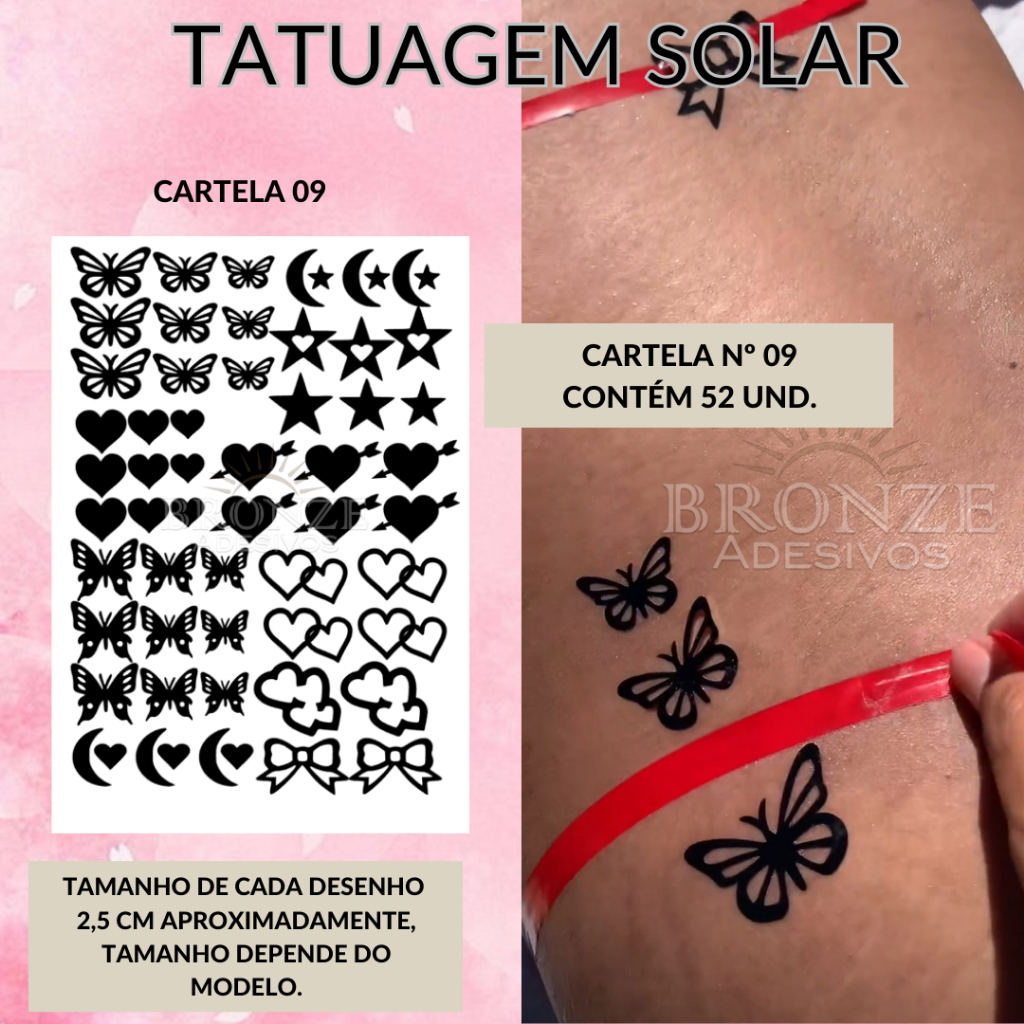 Kit com 2 Cartelas de  Tatuagem Solar - 11- Bronzeamento solar - biquíni de fita em Oferta na Shopee