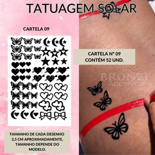 Kit com 2 Cartelas de  Tatuagem Solar - 11- Bronzeamento solar - biquíni de fita em Oferta na Shopee