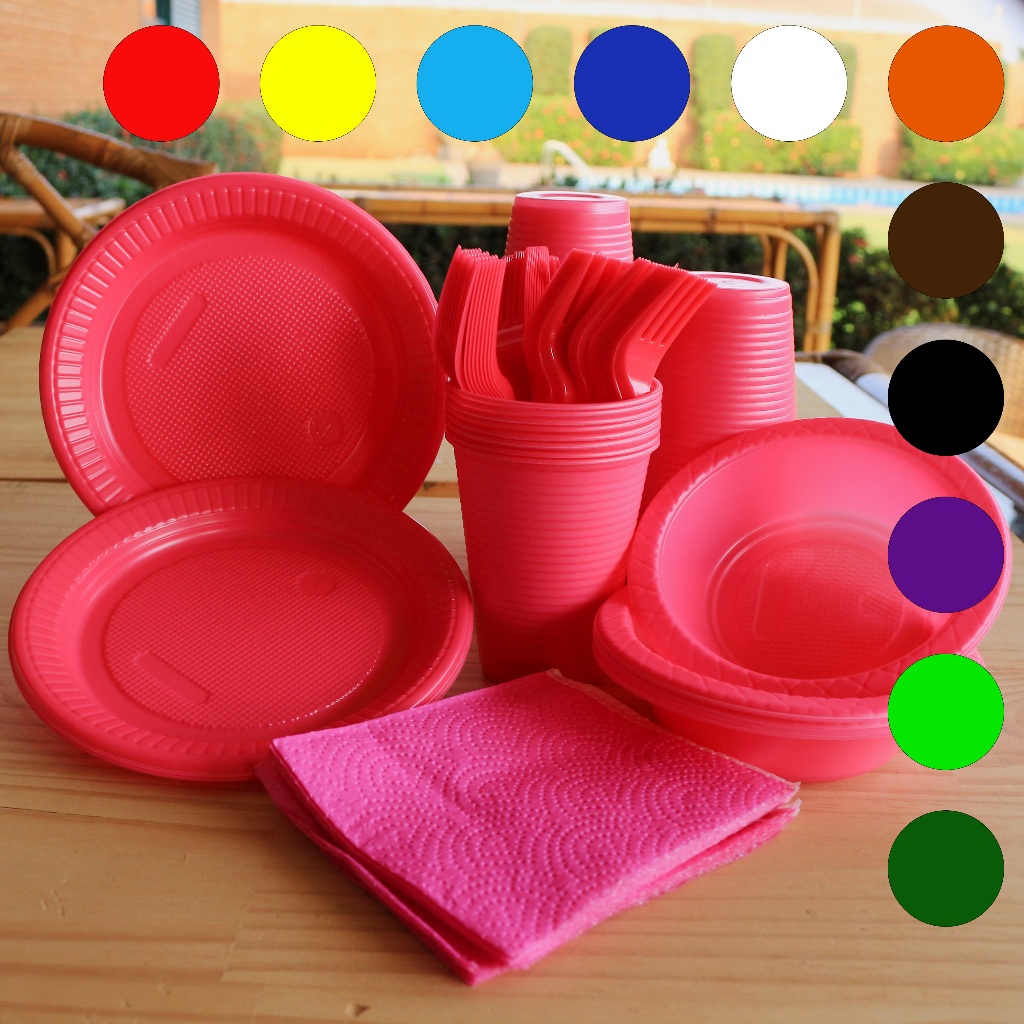 Kit Festa Completo 200 Peças Coloridas – Descartáveis para Aniversário e Eventos em Oferta na Shopee