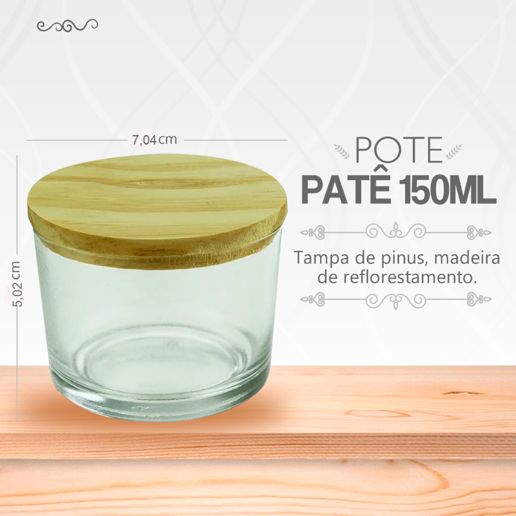 30  pote vela - Potes Patê 156 ml  - COM tampa