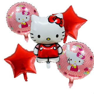 Kit 5 Balão Hello Kitty Vermelho+ 2 Balão Redondo+ 2 Estrela Metalizados em Oferta na Shopee