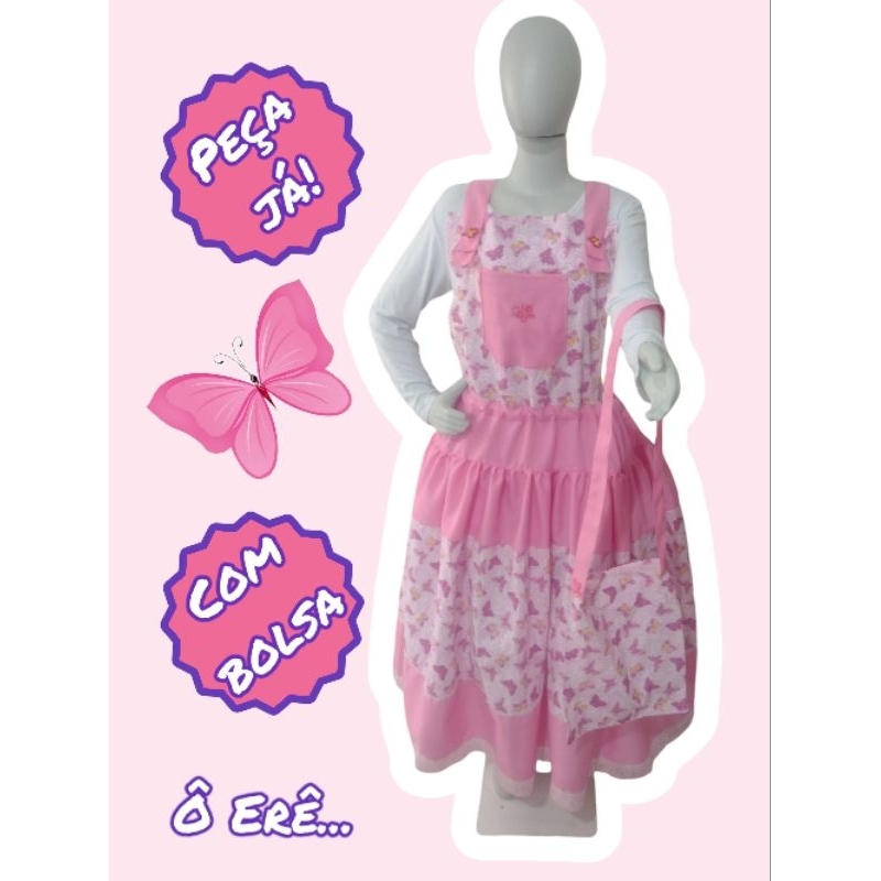 Roupa de Erê/Ereia Borboletas Umbanda/Candomblé/Omolokô jardineira + bolsa em tricoline