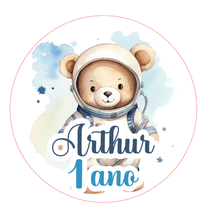 Papel arroz para cupcake, pirulitos e biscoitos - Urso astronauta