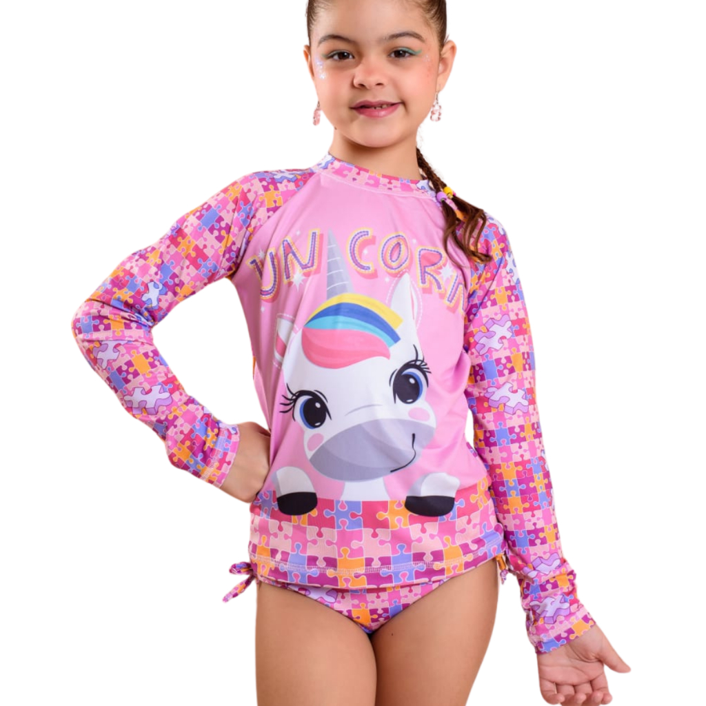 Biquíni E Blusa Proteção Uv 50+ Infantil Juvenil 2 ao 14