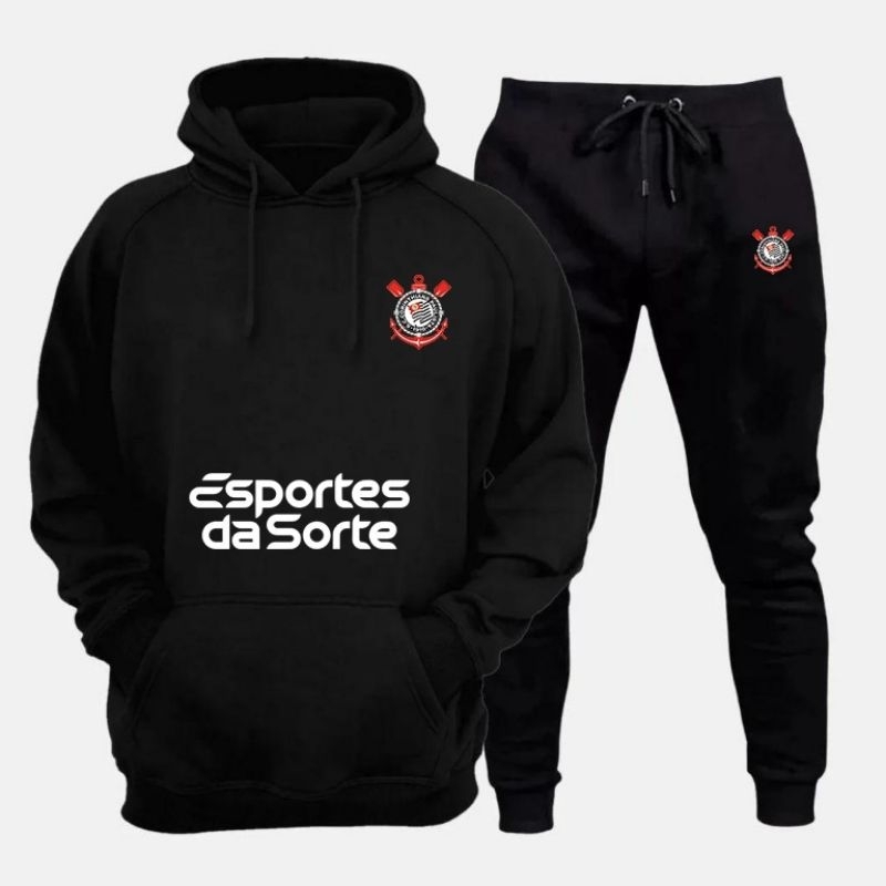 Conjunto Moletom CORINT Casaco + Calça Blusa De Frio Lançamento 2024 Time Brasileirão Futebol