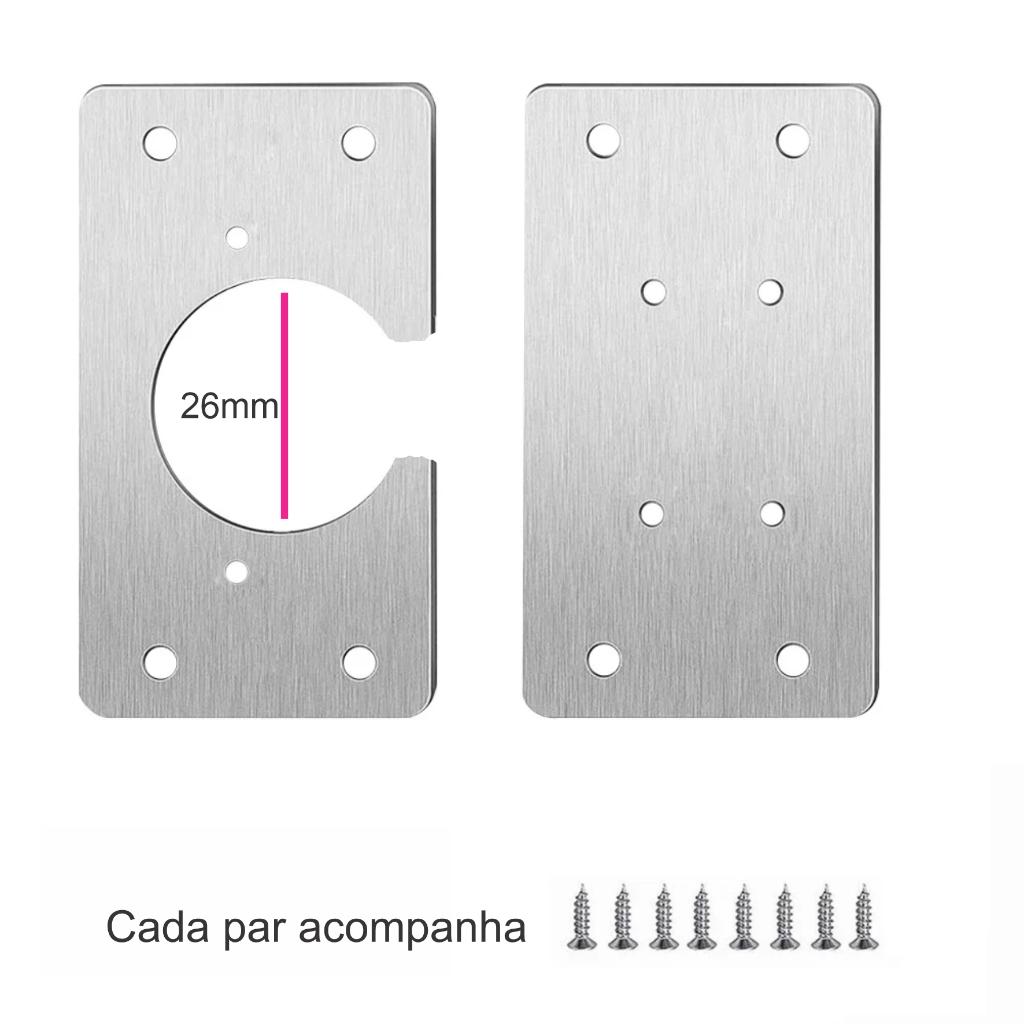 Kit Placa suporte reparo de dobradiças com caneco 26mm para móveis porta MDF armário em Oferta na Shopee
