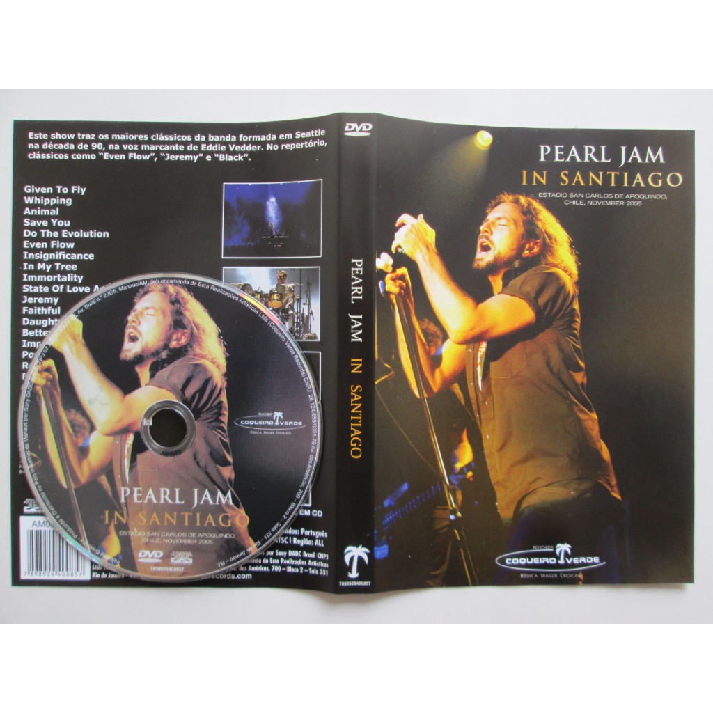 DVD  - PEARL JAM / Pearl Jam In Santiago / Chile / Novembro 2005 / No Estojo Original Preto / Midia do DVD Impecável + Encarte Principal + Encarte / Impecável