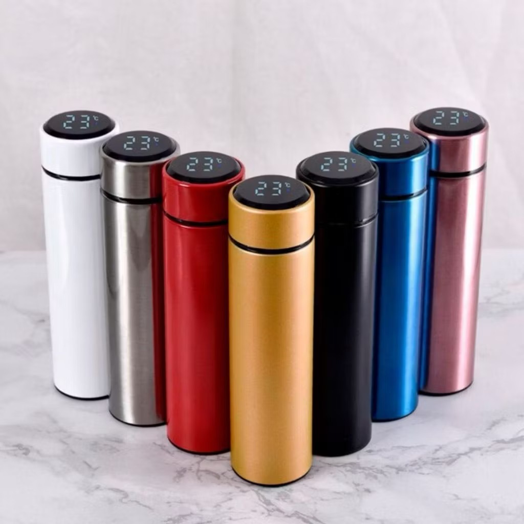 Garrafa térmica à vácuo 500ml com medidor de temperatura digital Medidor De Temperatura Ideal Para Viagens Escritório