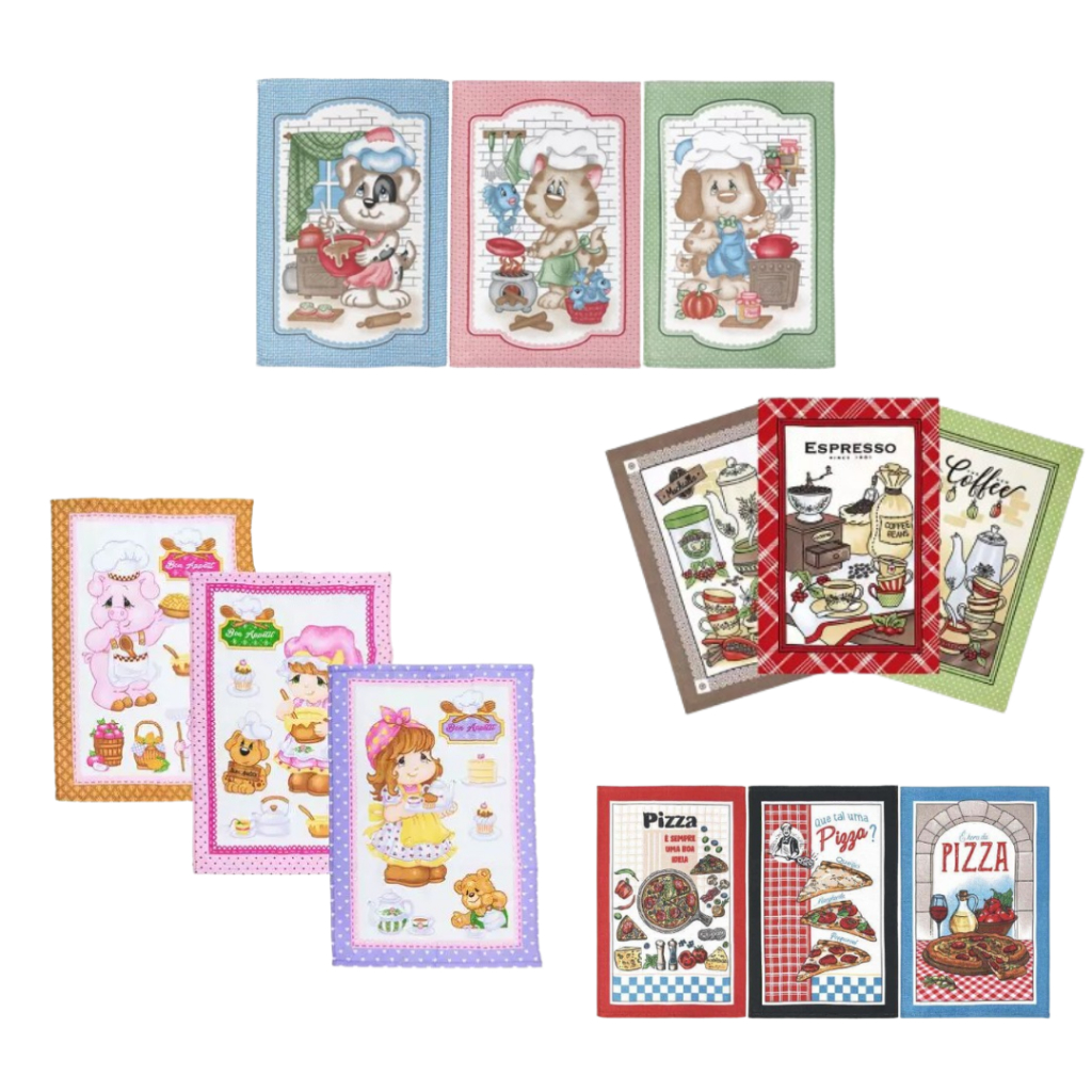 Panos de Copa Felpudo Estampado Dohler Sortido - Kit em Oferta na Shopee