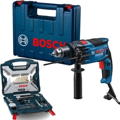 Kit Furadeira Impacto Bosch GSB 16 RE 850W 110V + Jogo de Pontas e Brocas X-Line 130 Peças