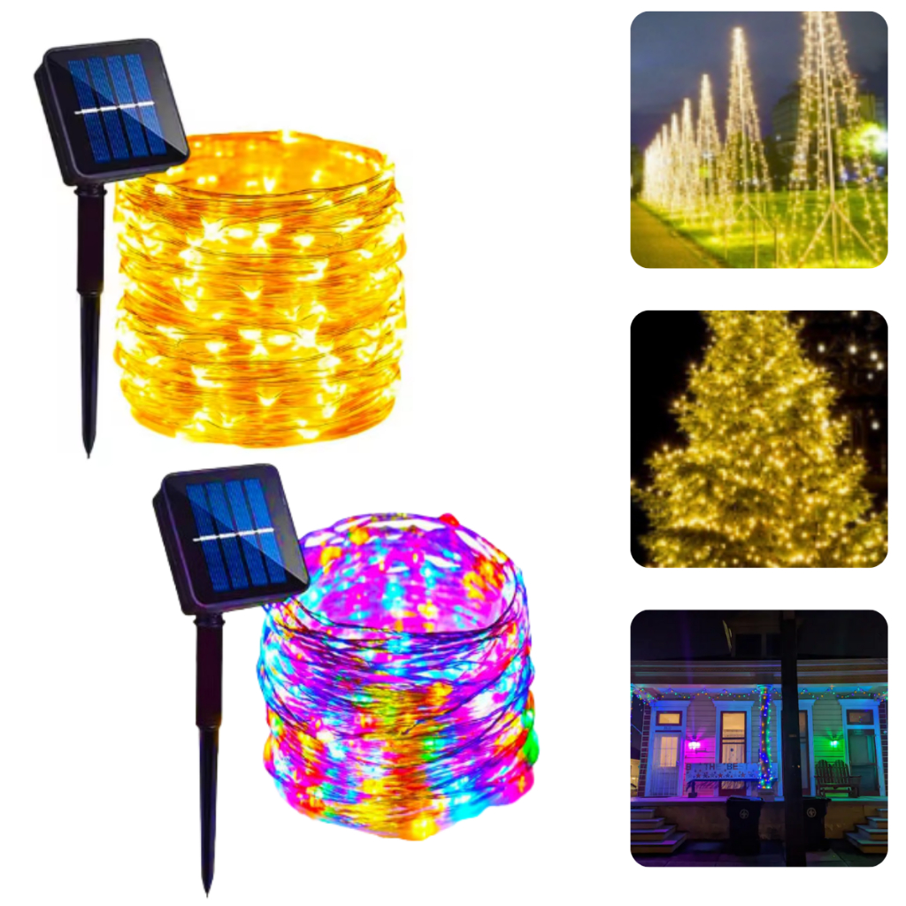 Pisca Pisca Fio De Fada Cordão Natal Placa Solar Led 10m A Prova D'Agua Festa Decoração