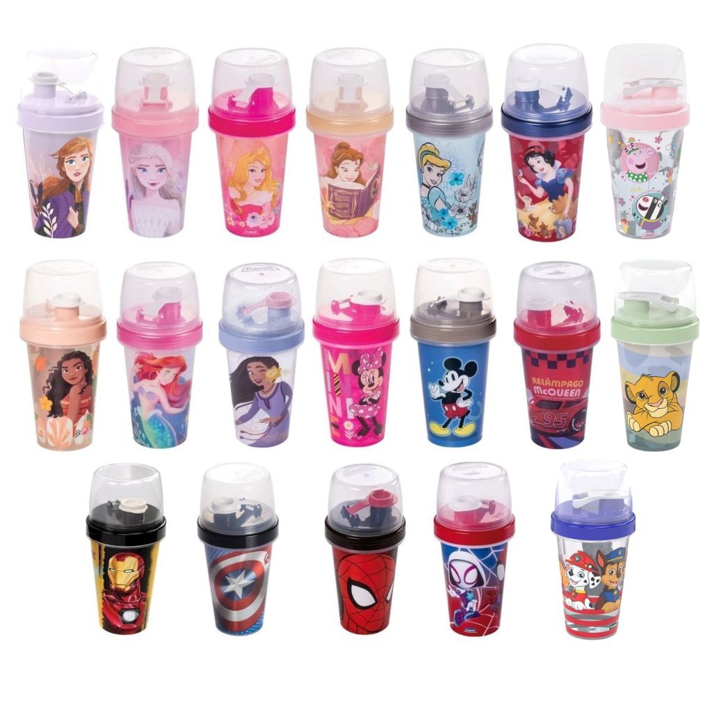 Mini Shakeira Infantil Copo c/ Tampa 320ml Princesas, Peppa Pig, Rei Leão, Marvel, Disney - Plasútil em Oferta na Shopee