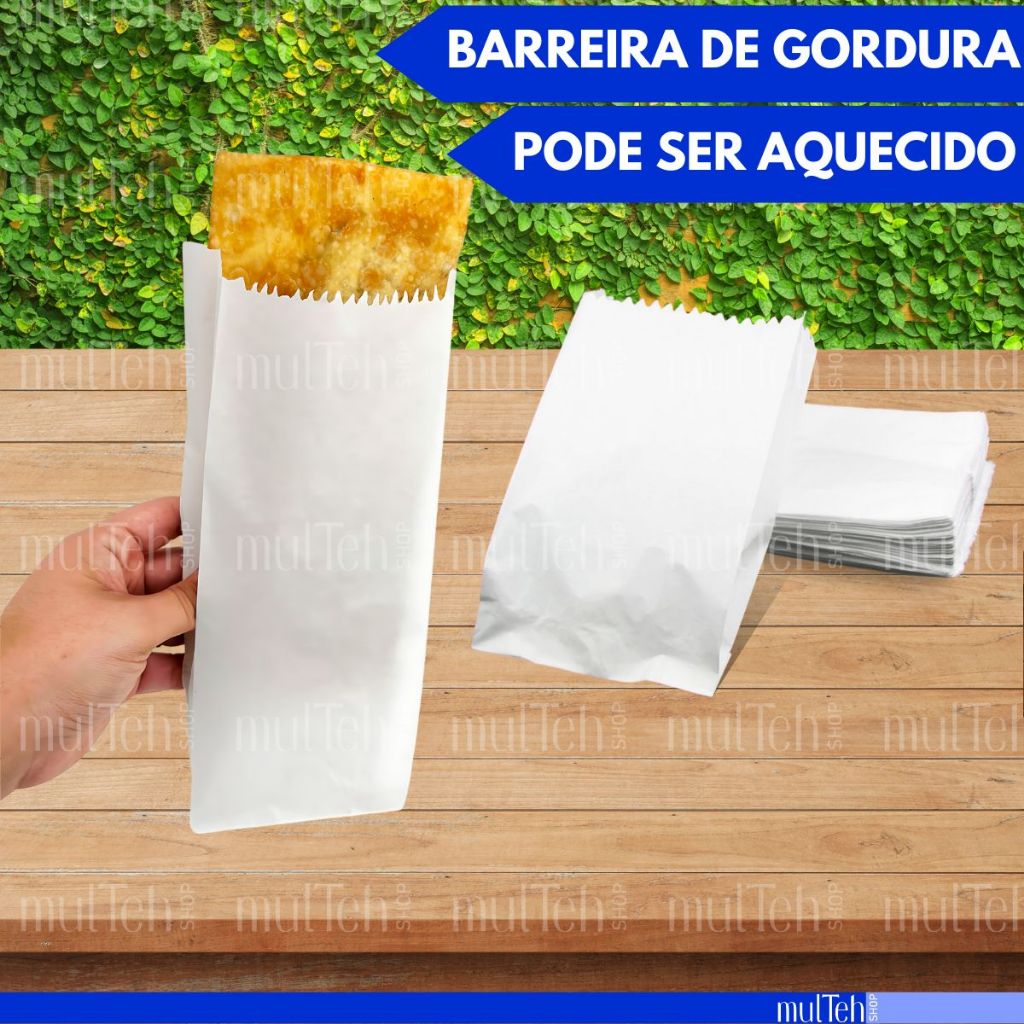 Saco Para Pastel Salgado Papel Branco Monolucido Barreira Anti Gordura Viagem
