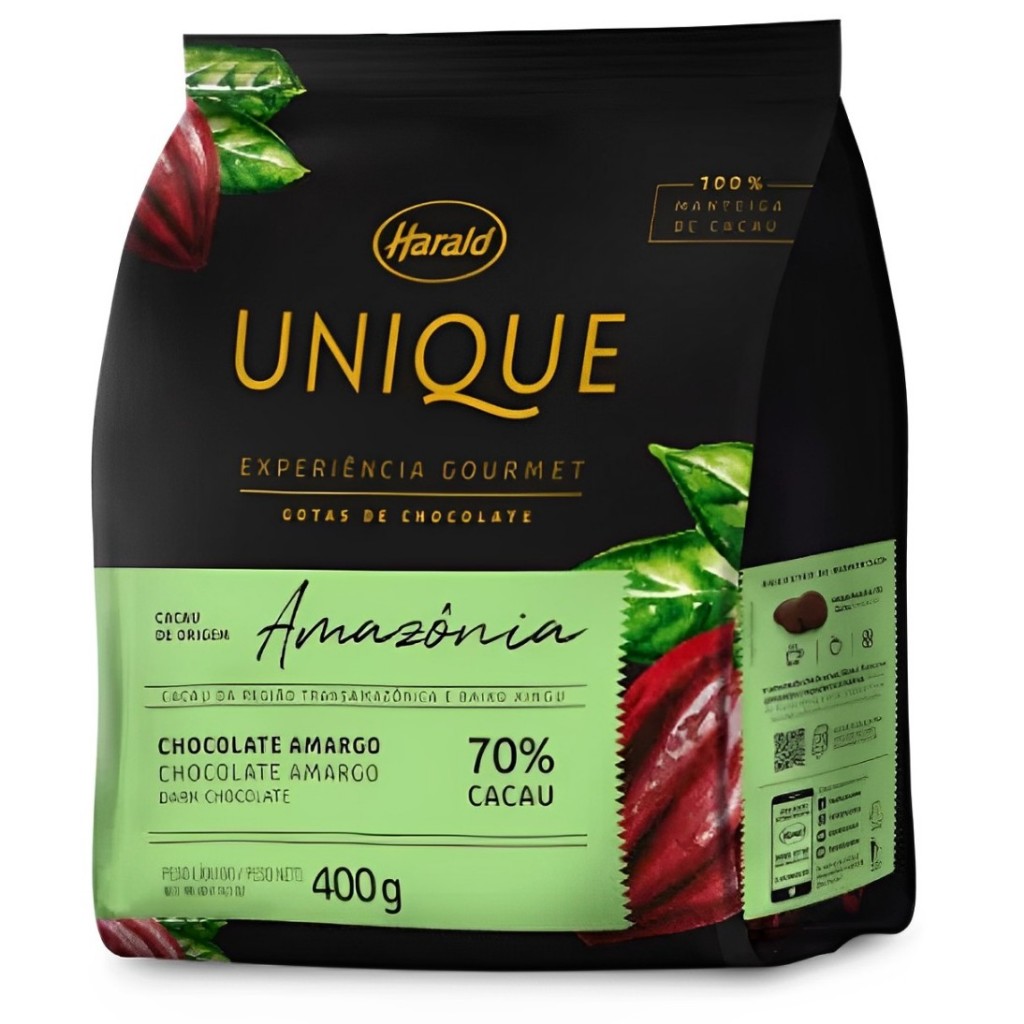 Chocolate Unique Amazônia 70% Cacau em Gotas 400g Harald