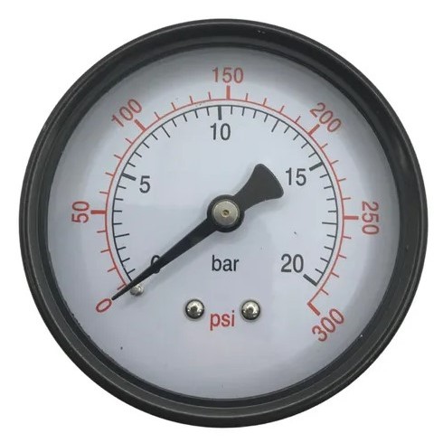Manômetro de Pressão 1/4″ Horizontal 300 Psi 20 Bar