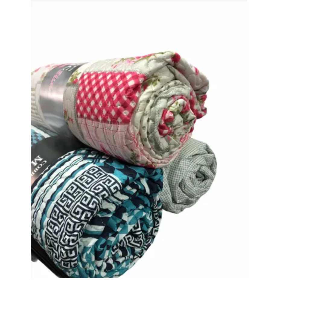 Edredon Casal Padrão Rolinho Dupla Face Premier C/ Viês Estampas Sortidas Imediato