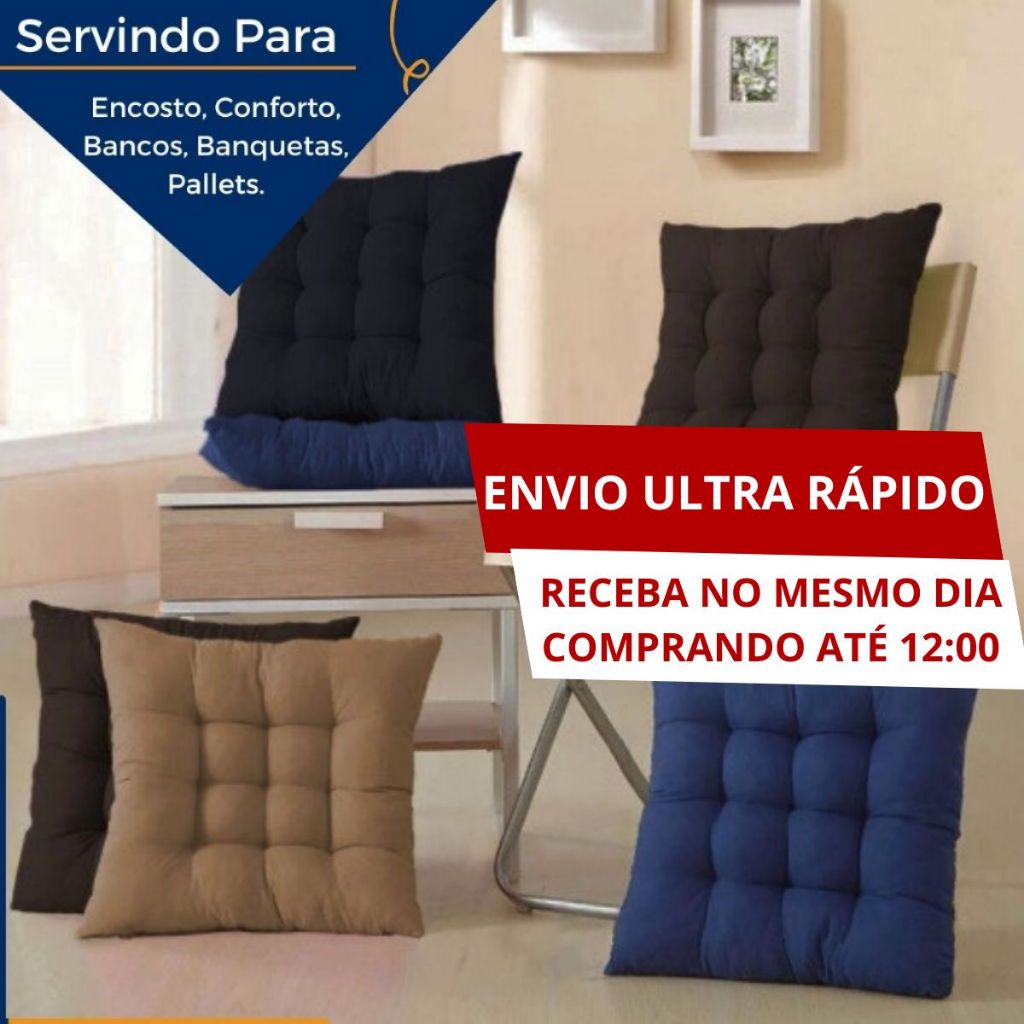 Almofadas Jogo Cadeira Tecido Oxford 40x40cm Futon 2 Unidades Preto Conforto Macio Para Sofá Pallets