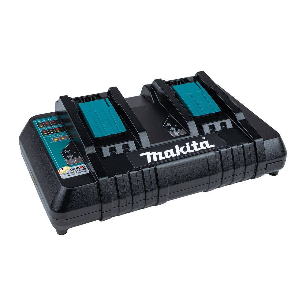 Carregador Duplo Makita DC18RD 14.4V e 18V para Recarga Simultânea com Gestão Inteligente