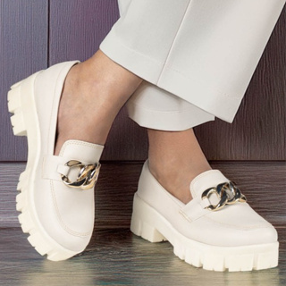 Mocassim Feminino Chunky com Detalhe de Corrente Confortável e Estilo Moderno Ref: 170 em Oferta na Shopee