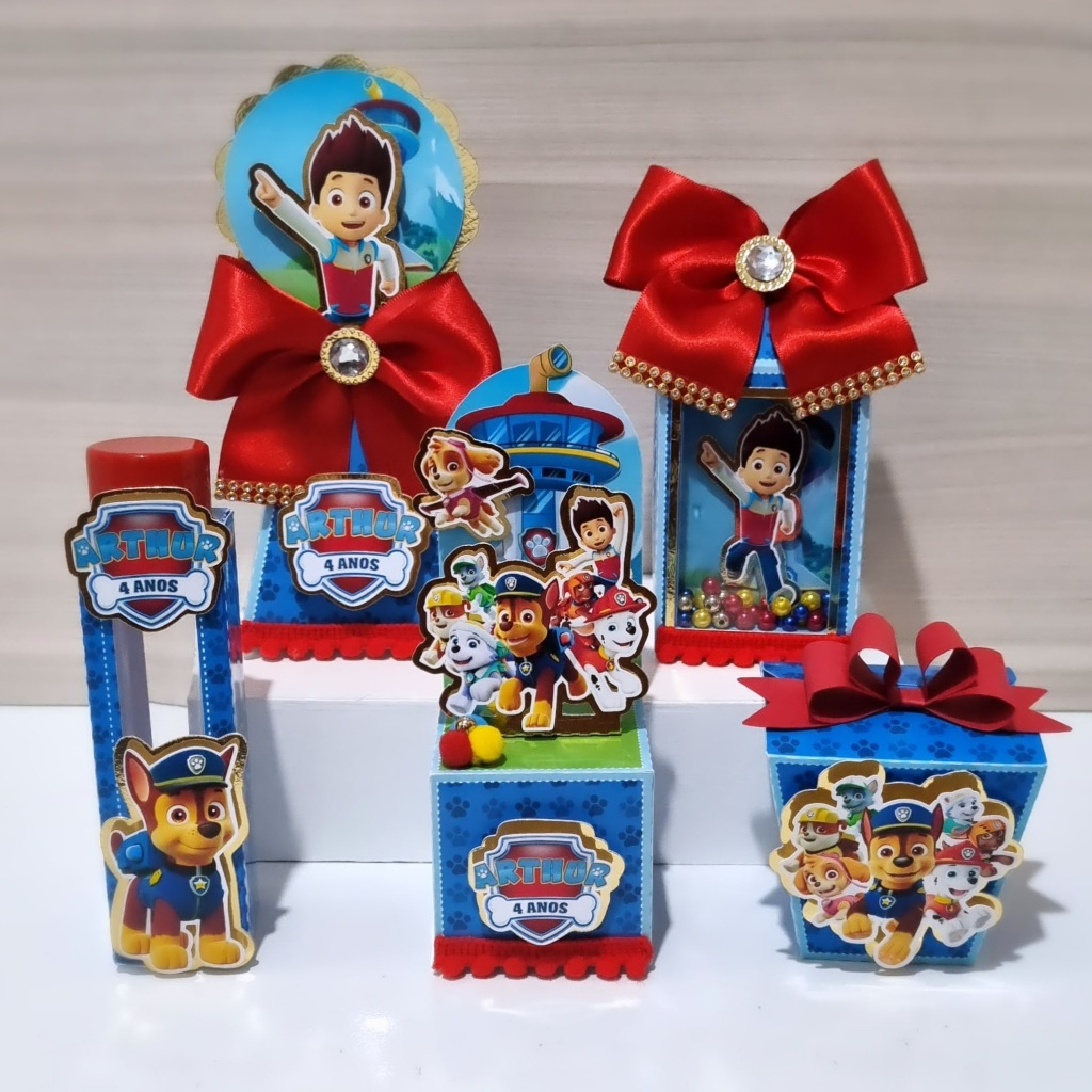 Kit Lembrancinha Patrulha Canina Personalizado Decoração Festa infantil Caixinha Patrulha Canina Papelaria Patrulha