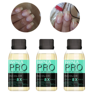 Kit 3 Frascos de Esmaltes Base Incolor Impala Tratamento Linha Profissional de 60ml em Oferta na Shopee