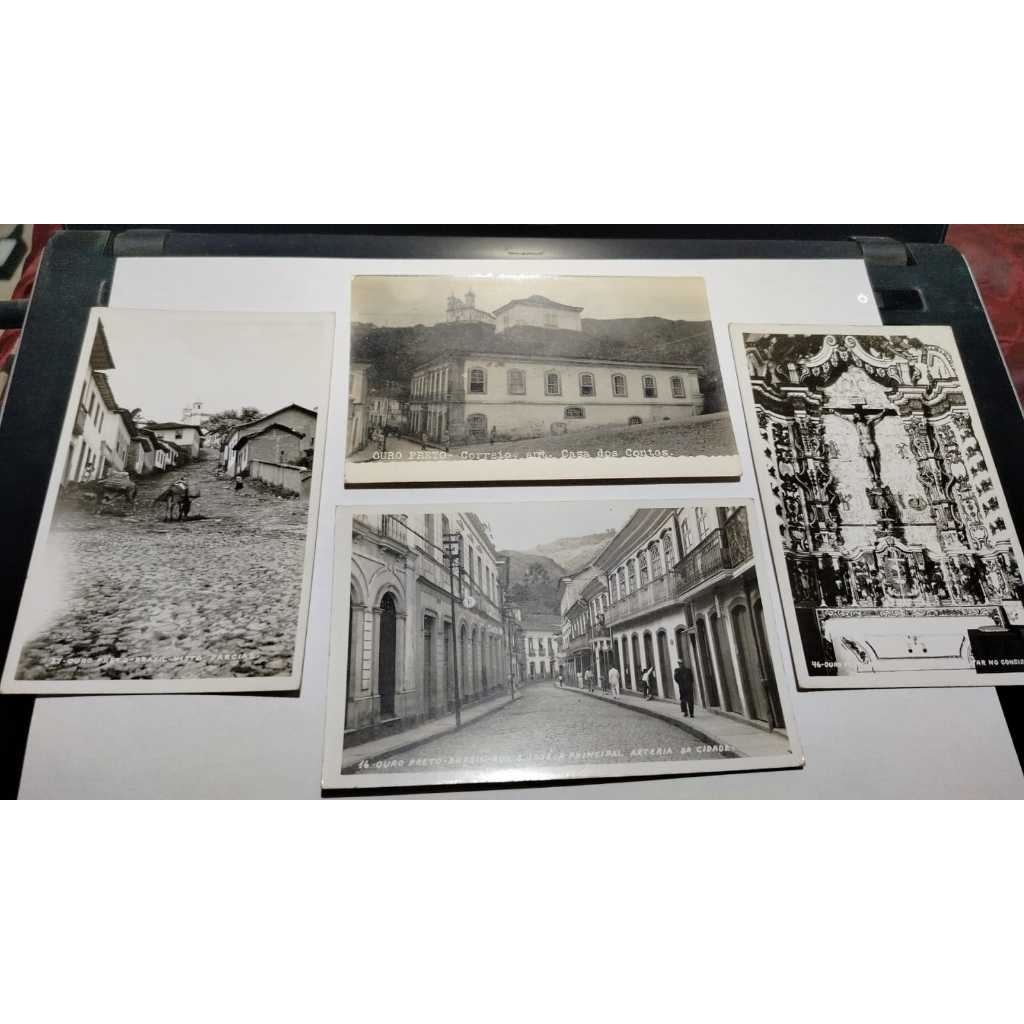 04 Cartões Postais Em Preto E Branco De Ouro Preto