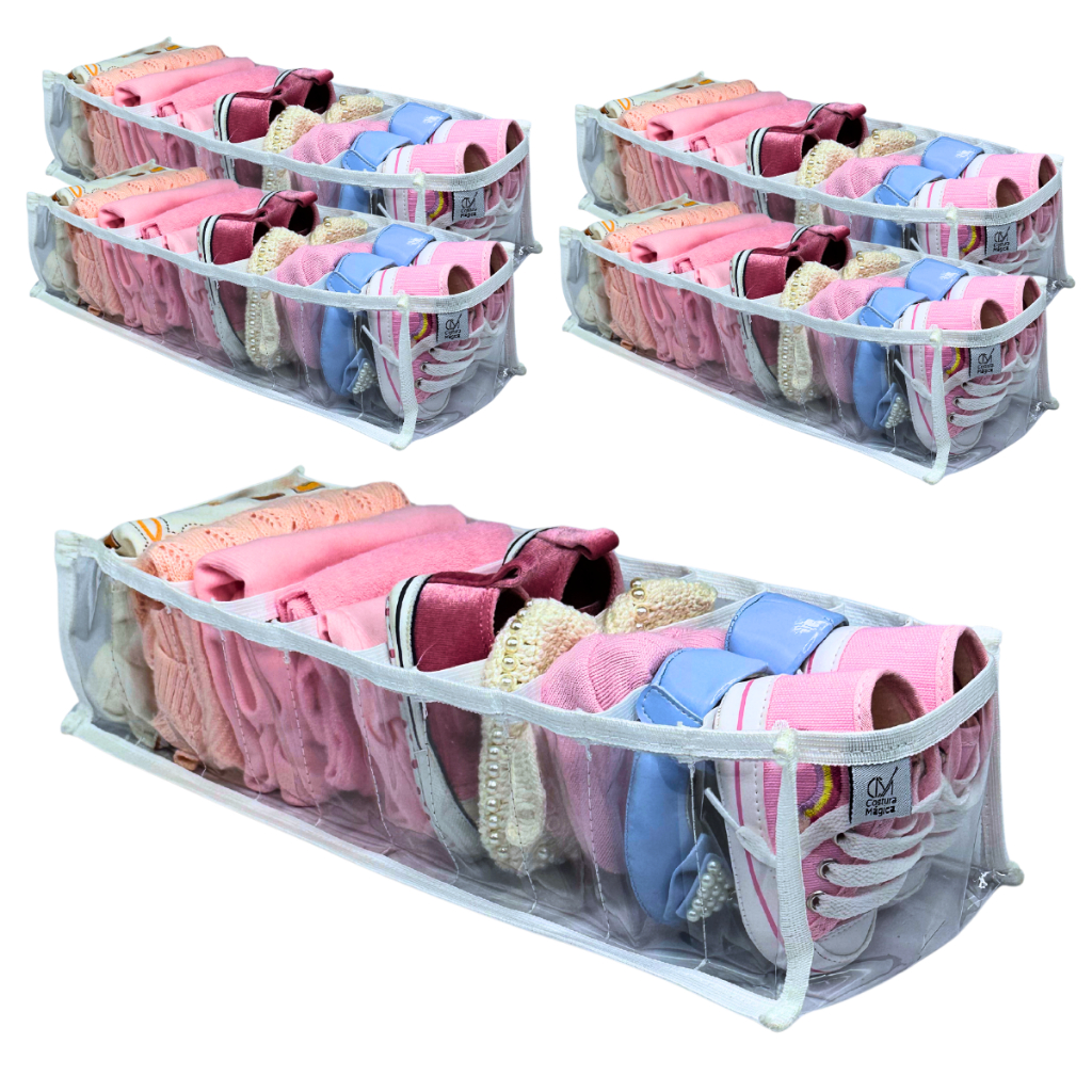 5 Organizador de Roupas Peça Íntima Cueca Box Roupa de Bebê e RN - P2 40x15x10 Costura Mágica CLoset