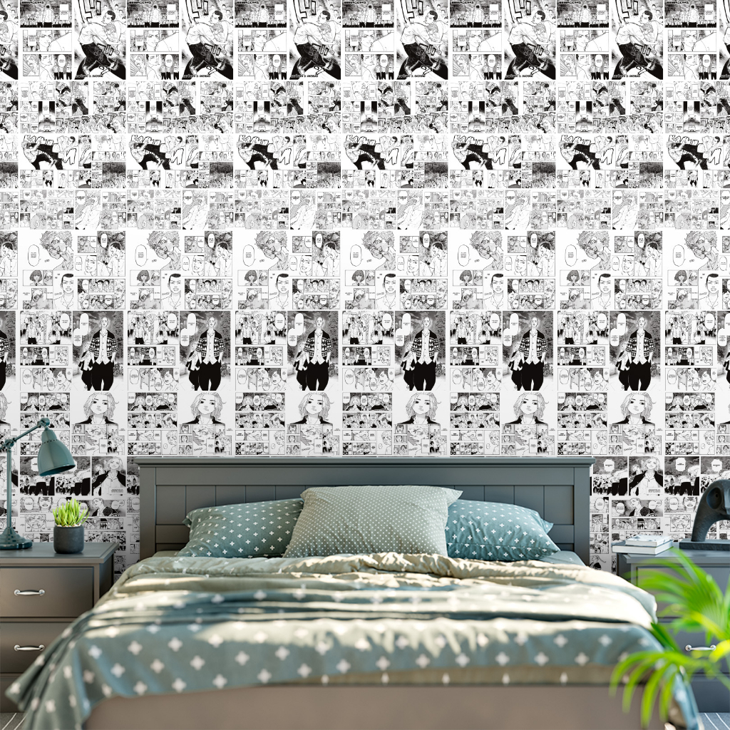 Conjunto 2 Papel de Parede Autocolante Lavável Animes Naruto One Piece 1x50
