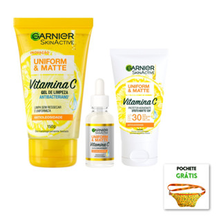 Kit Garnier Antimarcas Vitamina C - Sérum Antimarcas, 15ml + Gel de Limpeza, 150ml + Prote...