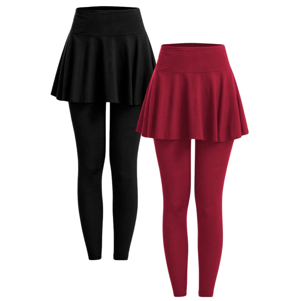 Kit 2 Calças Leggings Com Saia Suplex Fitness Cintura Alta Feminina Tapa Bumbum em Oferta na Shopee