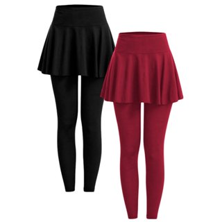 Kit 2 Calças Leggings Com Saia Suplex Fitness Cintura Alta Feminina Tapa Bumbum em Oferta na Shopee