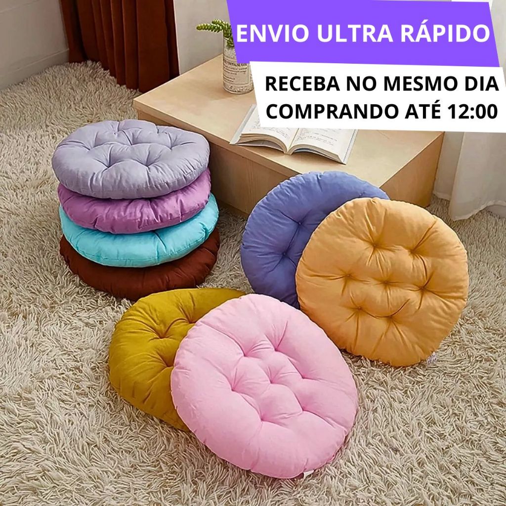 Almofada Futton Redonda Sofá Assento Cadeira Pallet Poltrona Lisa Oxford 40cm Cores Diversas