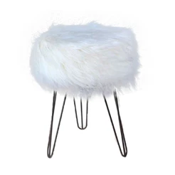 Puf, Puff Para Sala, Pelo Alto Branco, Hall De Entrada Top
