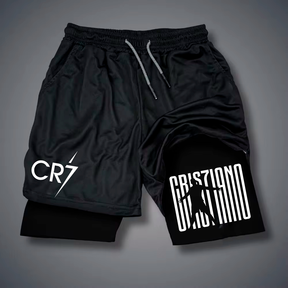 Short Dry Fit Compressao CR7 Jogador Ronaldo Futebol Com Bolso Personalizado Fitness Academia Gym