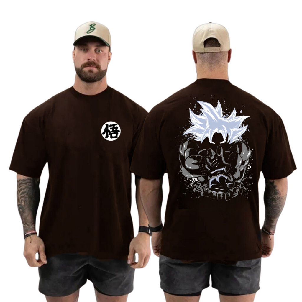 Camiseta Oversized Streetwear Casual Academia Goku GYM Tshirt 100% Algodão Lançamento Estiloso