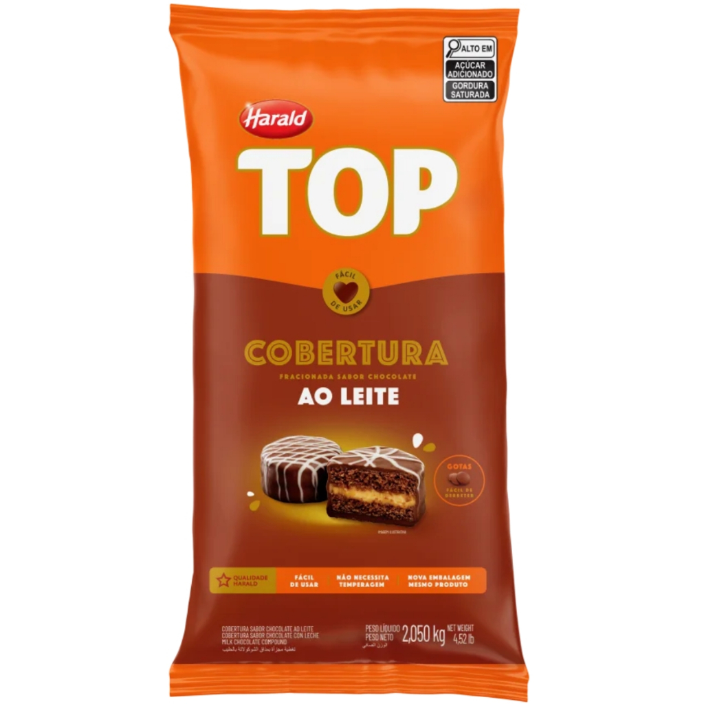 Cobertura TOP Fracionada Chocolate Ao Leite em Gotas 2,050kg Harald em Oferta na Shopee