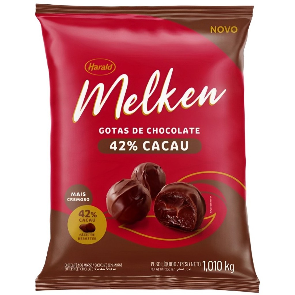 Chocolate Melken 42% Cacau em Gotas 1,010kg Harald em Oferta na Shopee