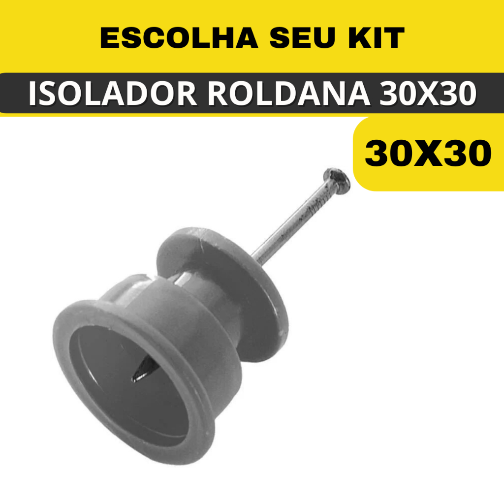 ISOLADOR TIPO ROLDANA 30x30 COM PREGO - 1O Á - 50 UNIDADES em Oferta na Shopee