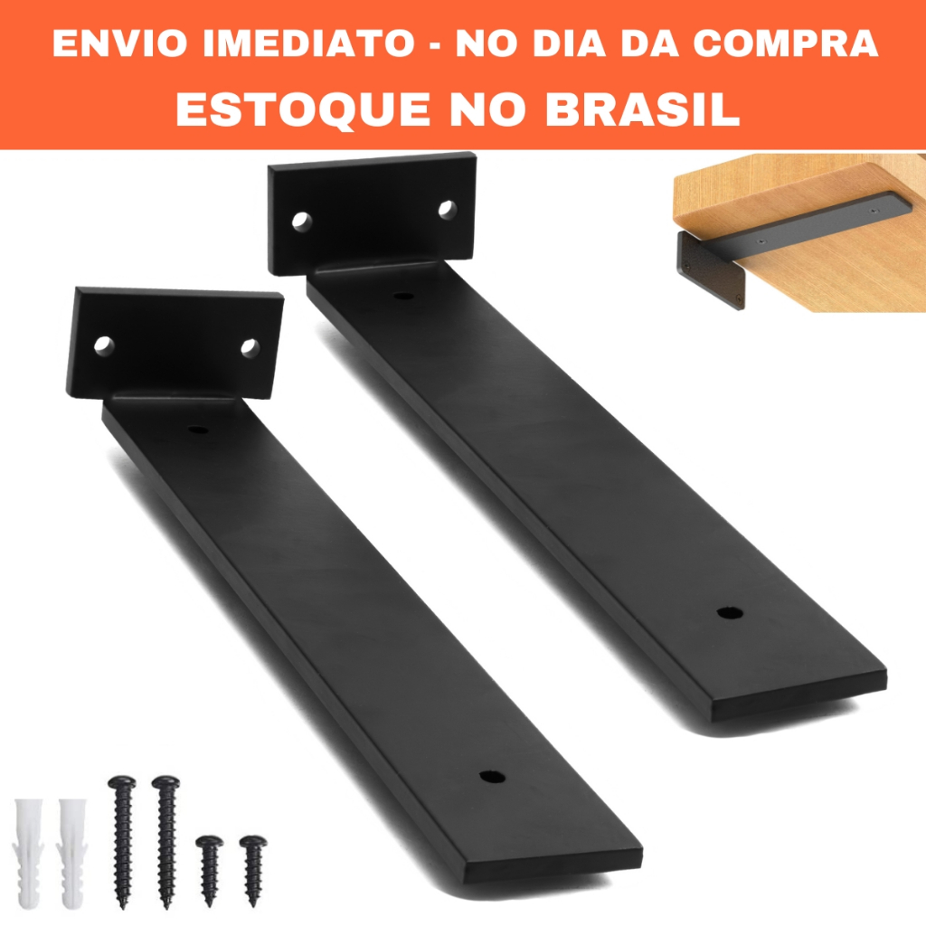 Mão Francesa Cantoneira Preta Invisível - rio design99 - Ferro Aço Suporte Prateleira Reforçada em Oferta na Shopee