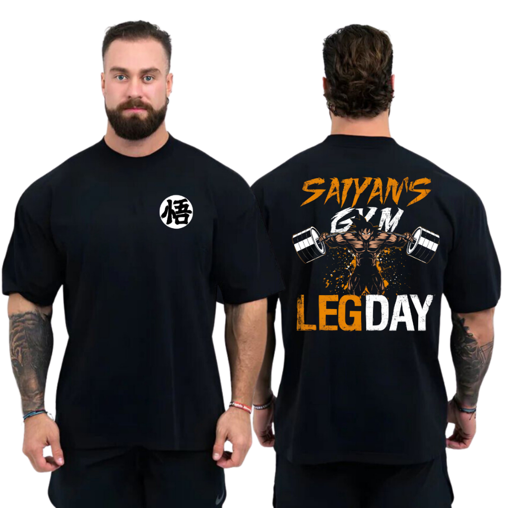 Camiseta Oversized Streetwear Academia Goku Leg day GYM Estampado Tshirt Algodão 100%