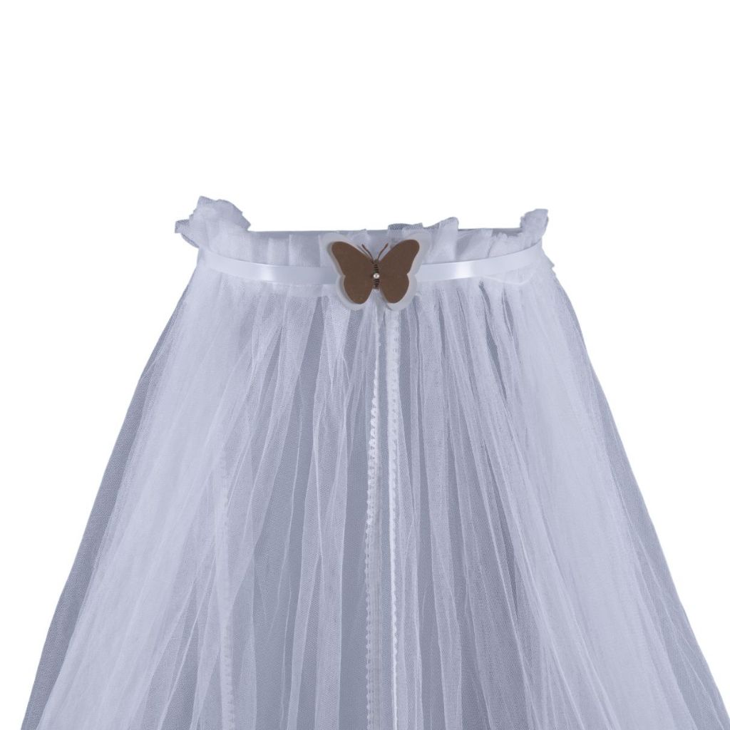 Kit Dossel Mosquiteiro Parede Infantil Quarto Bebe Berço Americano E Nacional Borboleta Branca Luxo