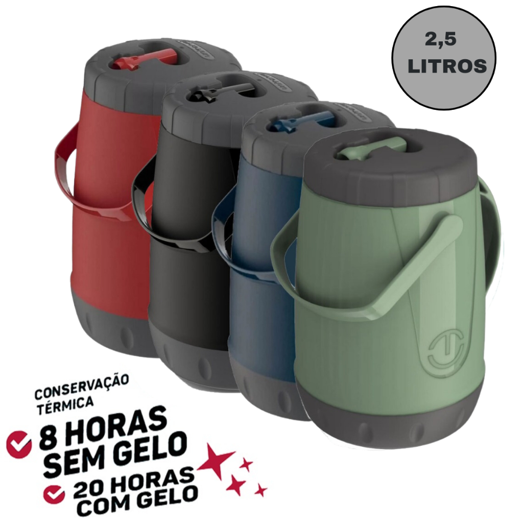 Jarra Térmica Pavia 2,5L Unitermi - Garrafa Térmica Grande Para Tereré, Suco, Água e Bebidas Quentes/Frias