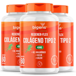 KIT C/ 3X BIGENS REGENER FLEX COLÁGENO TIPO II 60 CAPS