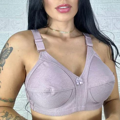 Sutiã Plus Size Algodão Reforçado Premium Sem Bojo Liso Alça Reforçada Lingerie Feminina
