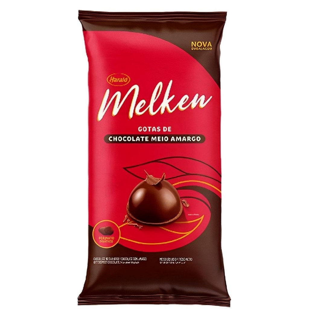 Chocolate Nobre Melken Meio Amargo em Gotas 2,050kg Harald em Oferta na Shopee