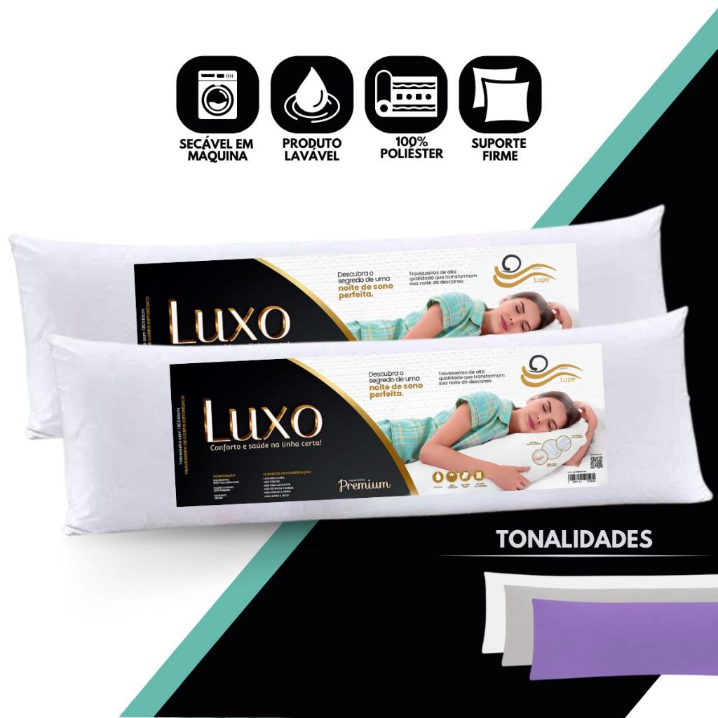 KIT 2 TRAVESSEIROS DE CORPO GIGANTE XUXÃO 130X40CM SUPER MACIO ANTIÁCARO ANTIALÉRGICO COM FRONHA em Oferta na Shopee