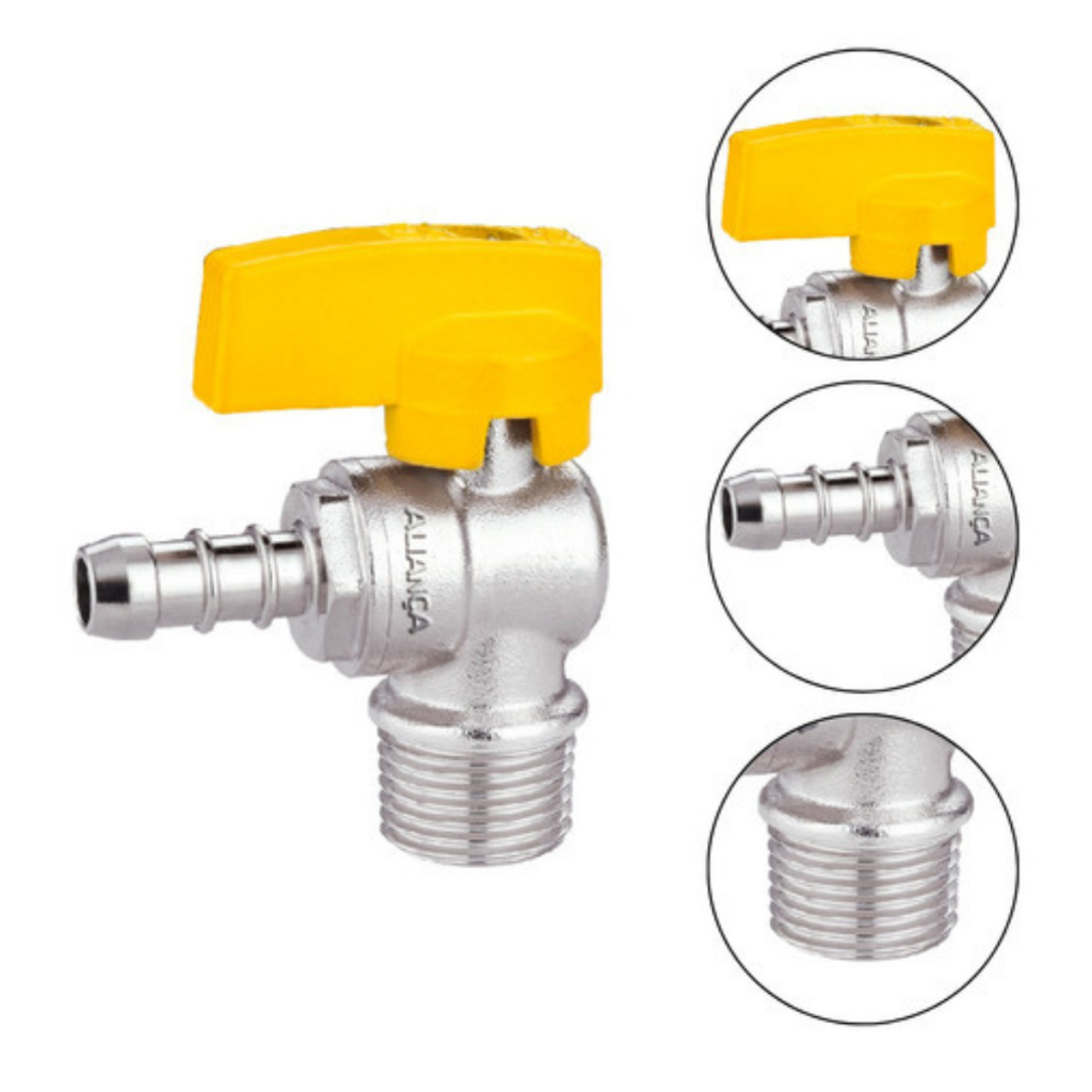 Registro Válvula Gás Esfera Angular 90° Rosca 1/2 Npt X 3/8 em Oferta na Shopee